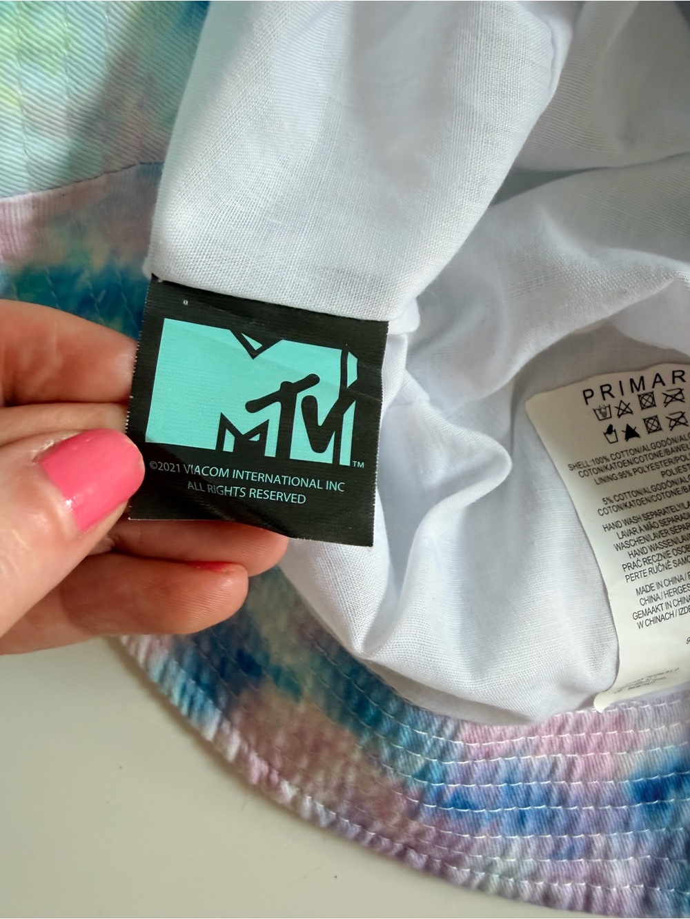 MTV Tie Dye Bucket Hat Pastel Y2K Logo Festival Hat Primark One Size - Picture 6 of 7
